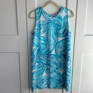 EUC - Lilly Pulitzer Blue Tiger Swirl Shift Dress - size m